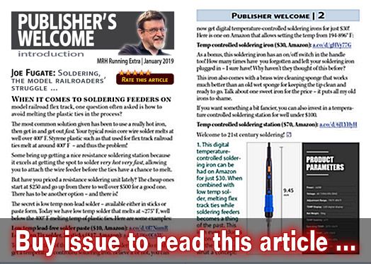 Publishers Welcome: Soldering for model railroaders - Model trains - MRH-RE editorial January 2019