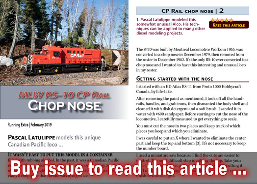 MLW RS-10 CP Rail chop nose - Model trains - MRH-RE article February 2019