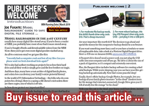 Publishers Welcome: Modelers' guide to safe digital storage - Model trains - MRH editorial March 2019