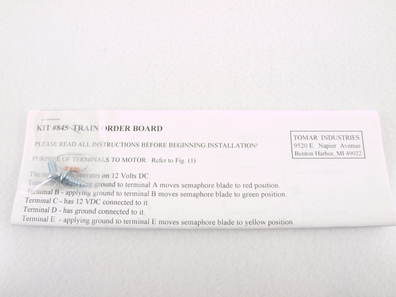 TOMAR H845 TRAIN ORDER BOARD WITH DOUBLE OPERATING MECHANISM Model