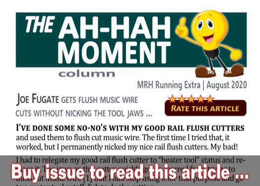 Ah-hah Moment: Hard music wire flush cutters - Model trains - MRH feature August 2020