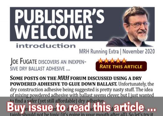 Publisher's Welcome: Safe dry ballast adhesive - Model trains - MRH editorial November 2020