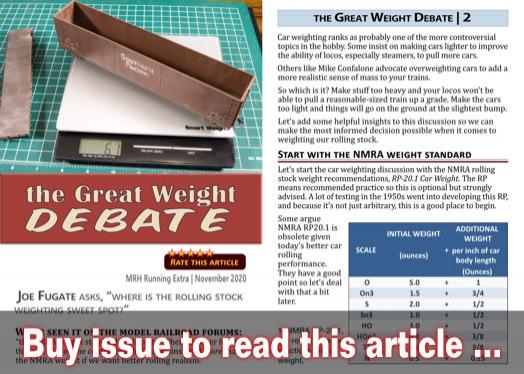 The great weight debate - Model trains - MRH article November 2020