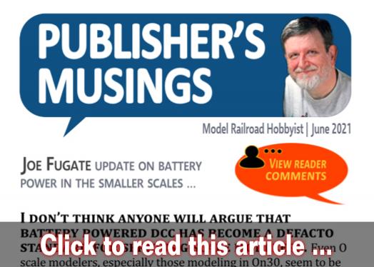 Publishers Musings: Battery power in small scales - Model trains - MRH editorial June 2021