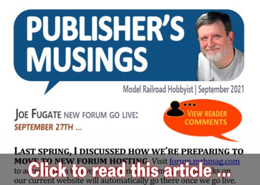 Publishers Musings: New forum go live set - Model trains - MRH editorial September 2021